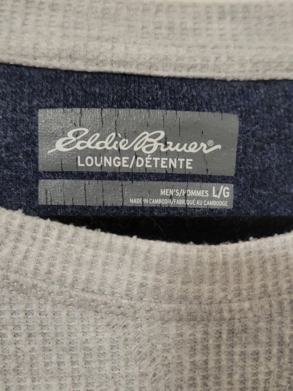 Eddie Bauer Lounge Détente Grey Ribbed Long Sleeve Top - Size Large - Picture 4 of 7